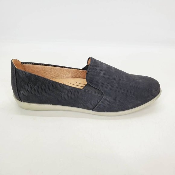 Lifestride Womens Loafer‎ Flat Shoes Black Textured Slip On Round Toe 5 M - Picture 1 of 10